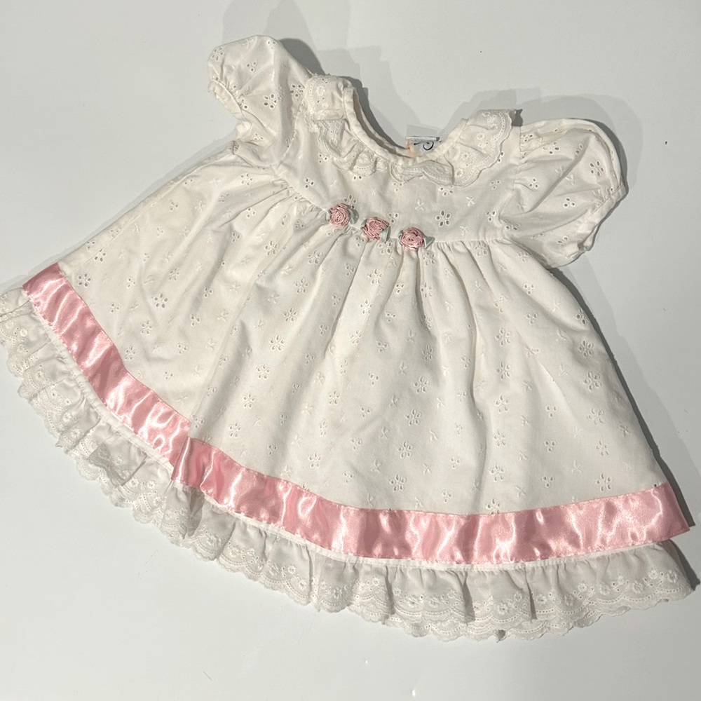 Vintage Rose Cottage Eyelet Rosette Dress